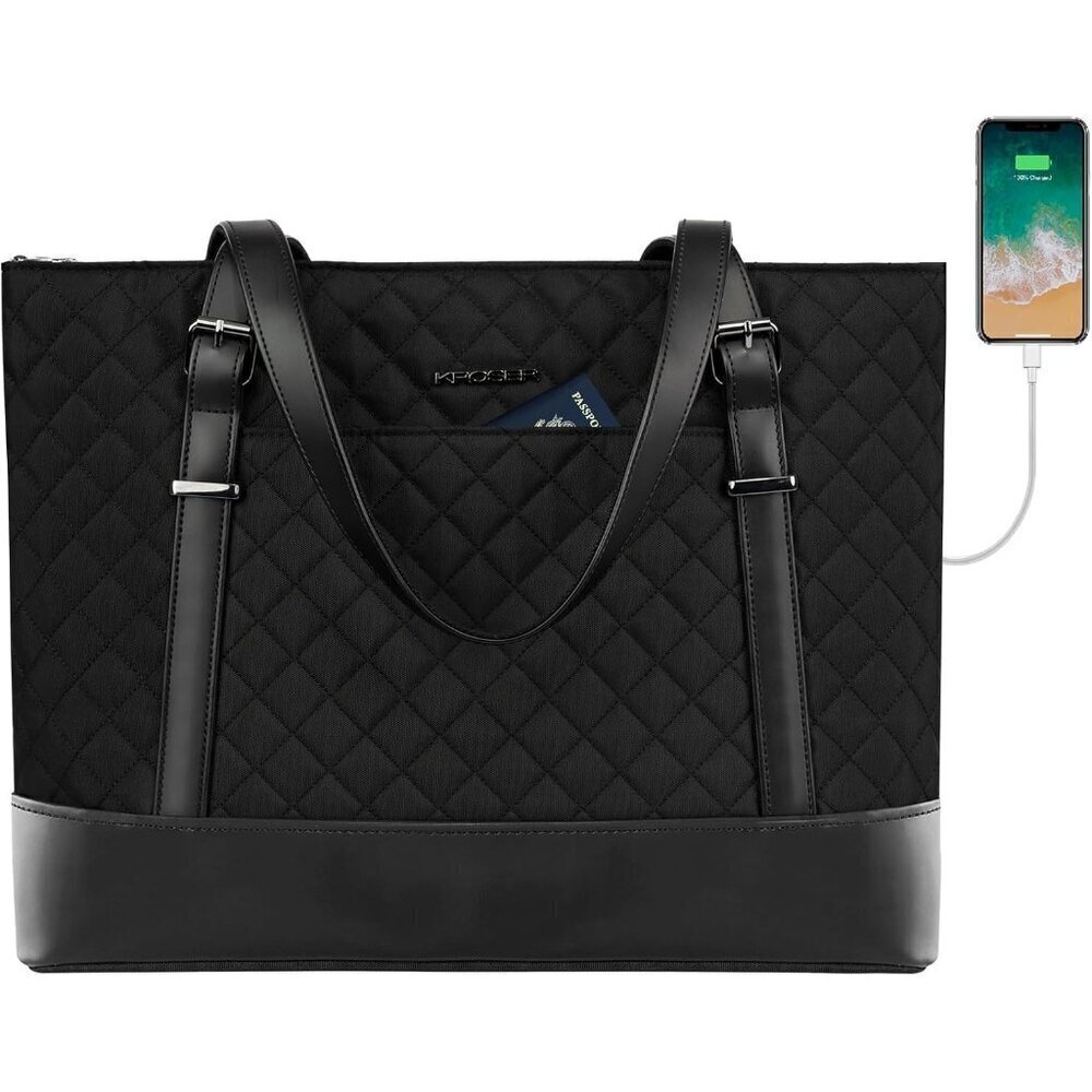 KROSER 15.6" Laptop Tote Bag, Water-Repellent Shoulder Handbag for Work/School